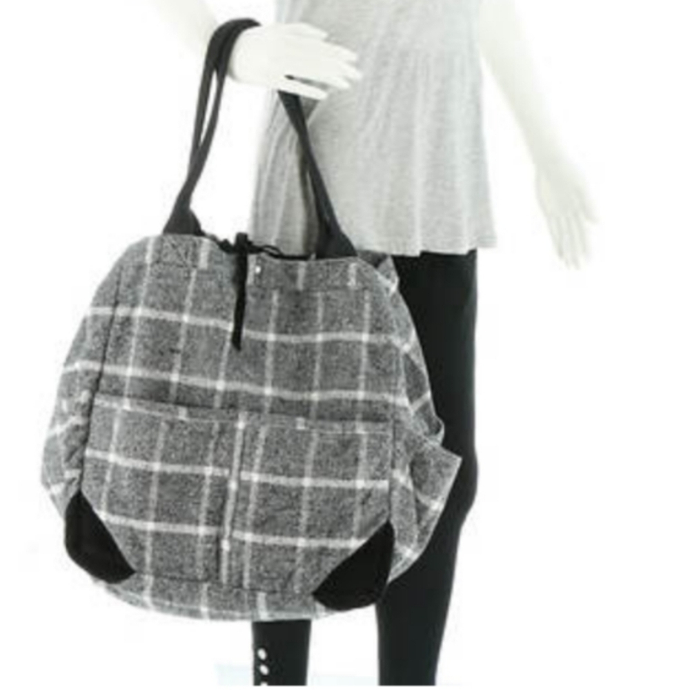 Free People Gray Plaid Tote Bag - Picture 4 of 4